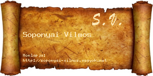 Soponyai Vilmos névjegykártya